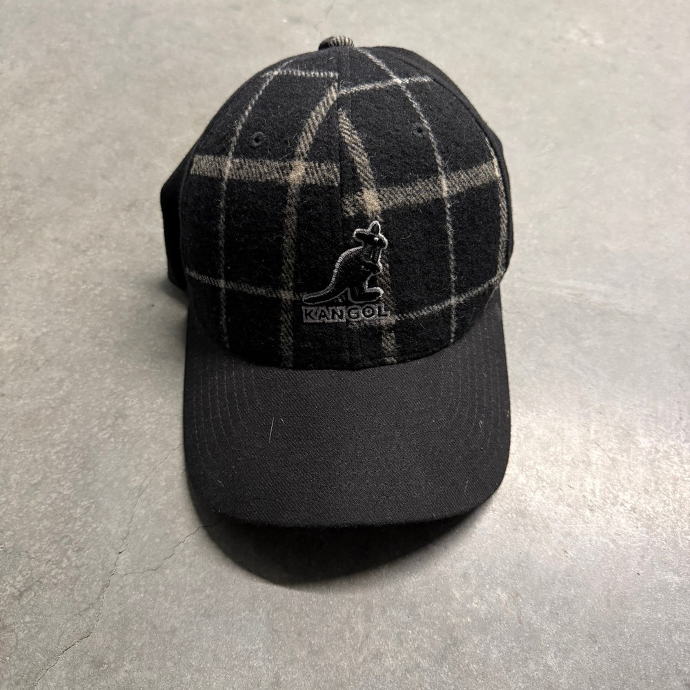 Kangol Hyde Park Flexfit Baseball Cap Mens Black Plaid Wool Blend Hat K0301HW